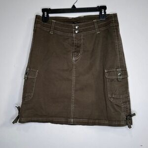 Kuhl Cargo Mini Skirt Utility Hiking Dark Olive Brown Contrast Stitch Womens 8